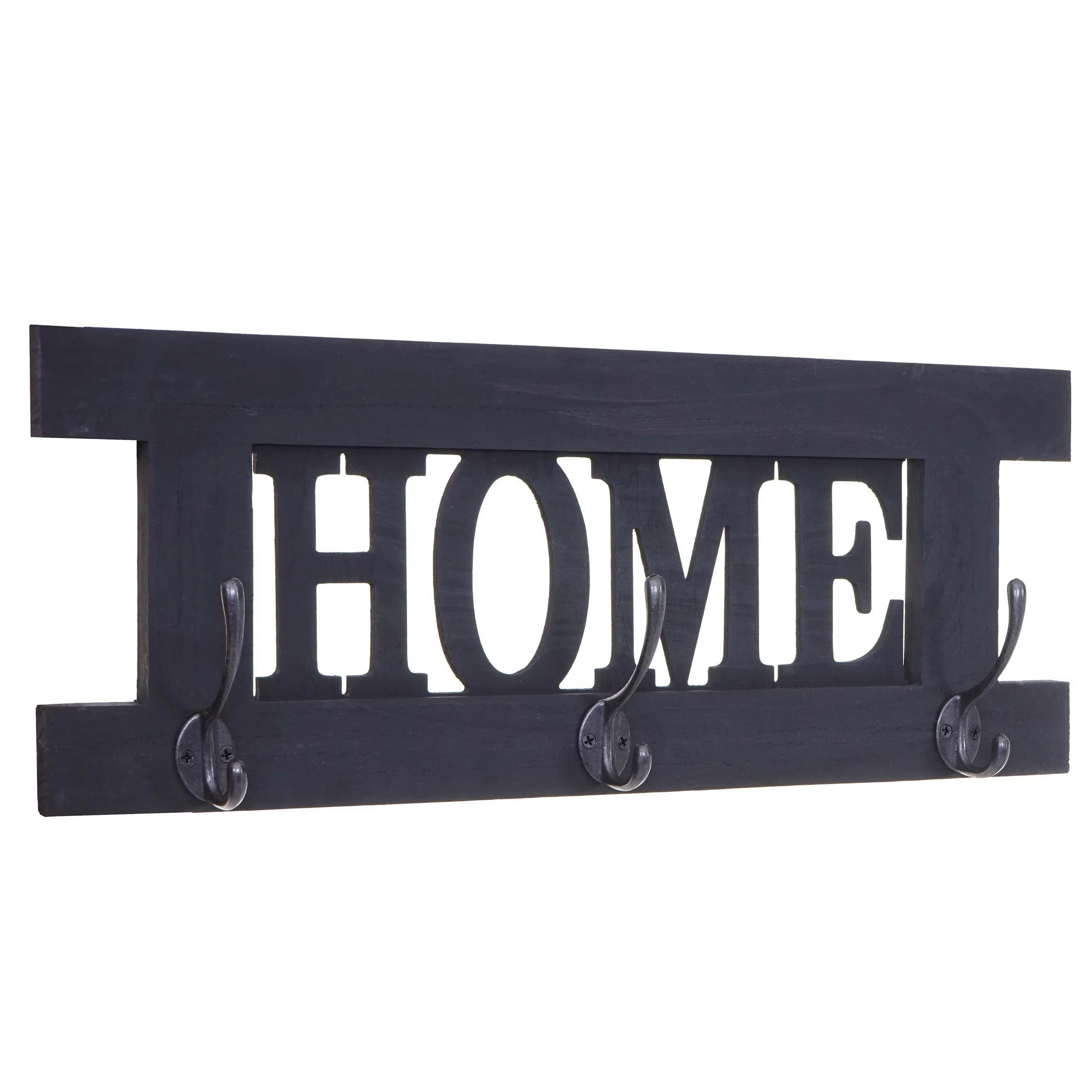 Wandgarderobe „Zuhause“ – Shabby-Look, 3 Doppelhaken, individuell anbringbar